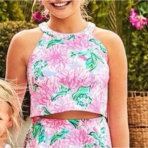 Lilly Pulitzer Vonita Halter Top in Punk Blossom Try Your Zest size 12 Girls